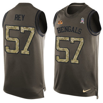 Mens Cincinnati Bengals 57 Vincent Rey Green Salute To Service Hot Pressing Player Name Number Nike Nfl Tank Top Jersey