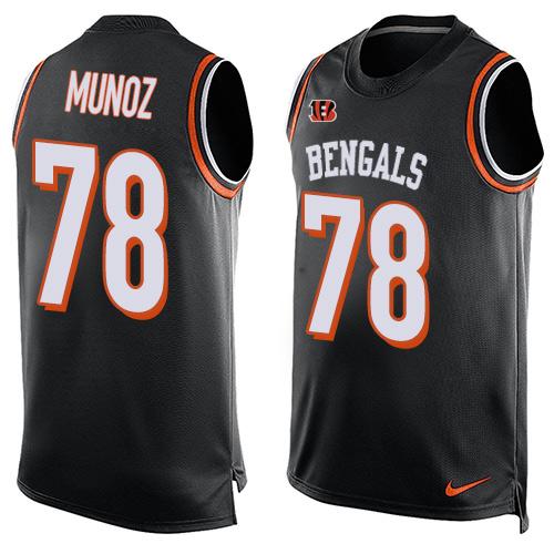 Mens Cincinnati Bengals 78 Anthony Munoz Black Hot Pressing Player Name Number Nike Nfl Tank Top Jersey