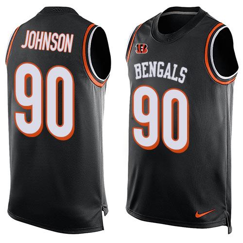 Mens Cincinnati Bengals 90 Michael Johnson Black Hot Pressing Player Name Number Nike Nfl Tank Top Jersey