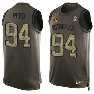Mens Cincinnati Bengals 94 Domata Peko Green Salute To Service Hot Pressing Player Name Number Nike Nfl Tank Top Jersey