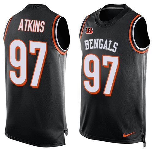 Mens Cincinnati Bengals 97 Geno Atkins Black Hot Pressing Player Name Number Nike Nfl Tank Top Jersey