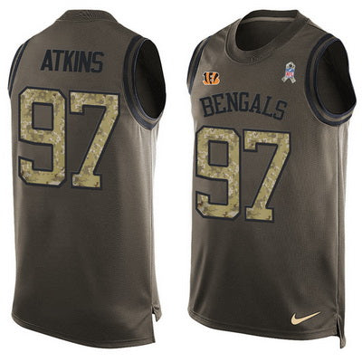 Mens Cincinnati Bengals 97 Geno Atkins Green Salute To Service Hot Pressing Player Name Number Nike Nfl Tank Top Jersey