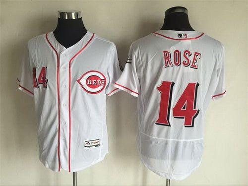 Mens Cincinnati Reds 14 Pete Rose Retired White 2016 Flexbase Majestic Baseball Jersey