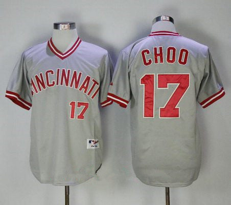 Mens Cincinnati Reds 17 Shin soo Choo Gray Pullover 2013 Cooperstown Collection Stitched Mlb Majestic Jersey