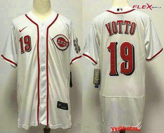 Mens Cincinnati Reds 19 Joey Votto White Stitched Mlb Flex Base Nike Jersey