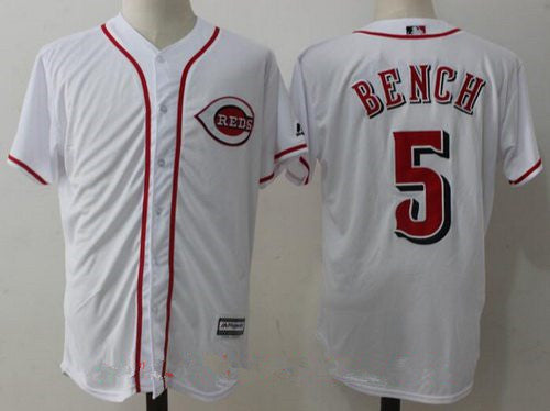 Mens Cincinnati Reds 5 Johnny Bench Retired White Cool Base Stitched Mlb Jersey