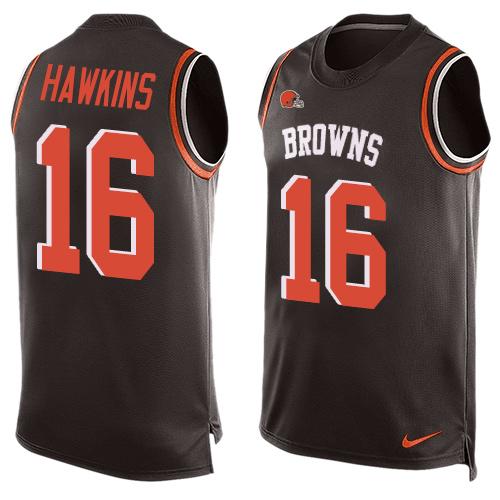 Mens Cleveland Browns 16 Andrew Hawkins Brown Hot Pressing Player Name Number Nike Nfl Tank Top Jersey