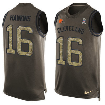 Mens Cleveland Browns 16 Andrew Hawkins Green Salute To Service Hot Pressing Player Name Number Nike Nfl Tank Top Jersey