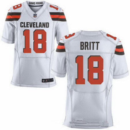 Mens Cleveland Browns 18 Kenny Britt White Road Stitched Nfl Nike Elite Jersey