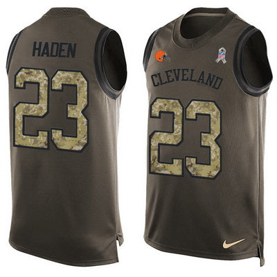 Mens Cleveland Browns 23 Joe Haden Green Salute To Service Hot Pressing Player Name Number Nike Nfl Tank Top Jersey