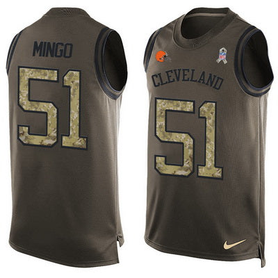 Mens Cleveland Browns 51 Barkevious Mingo Green Salute To Service Hot Pressing Player Name Number Nike Nfl Tank Top Jersey