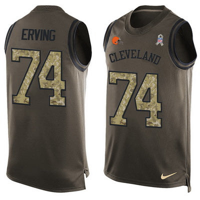 Mens Cleveland Browns 74 Cameron Erving Green Salute To Service Hot Pressing Player Name Number Nike Nfl Tank Top Jersey