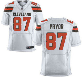 Mens Cleveland Browns Brown 87 Terrelle Pryor White Road 2015 Nfl Nike Elite Jersey