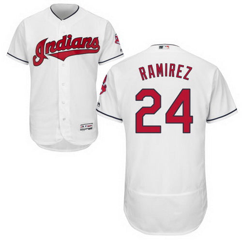 Mens Cleveland Indians 24 Manny Ramirez Retired White 2016 Flexbase Majestic Baseball Jersey