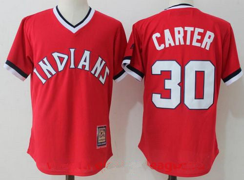 Mens Cleveland Indians 30 Joe Carter Retired Orange Pullover Stitched Mlb Majestic Cool Base Cooperstown Collection Jersey