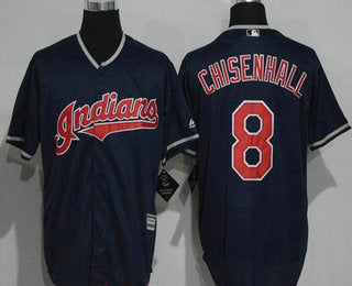Mens Cleveland Indians 8 Lonnie Chisenhall Navy Blue Stitched Mlb Majestic Cool Base Jersey