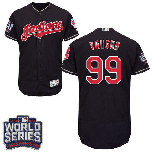 Mens Cleveland Indians 99 Ricky Vaughn Navy Blue 2016 World Series Patch Stitched Mlb Majestic Flex Base Jersey
