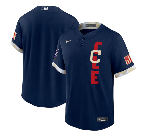 Mens Cleveland Indians Blank 2021 Navy All star Cool Base Stitched Mlb Jersey