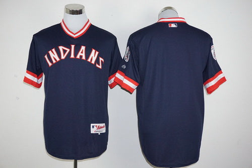 Mens Cleveland Indians Blank Navy Blue Pullover Majestic 1976 Turn Back The Clock Jersey