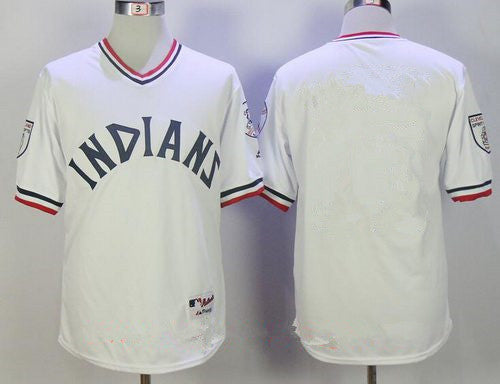 Mens Cleveland Indians Blank White Cooperstown Collection Stitched Mlb Majestic Cool Base Jersey