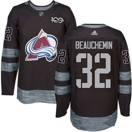 Mens Colorado Avalanche 32 Francois Beauchemin Black 100th Anniversary Stitched Nhl 2017 Adidas Hockey Jersey