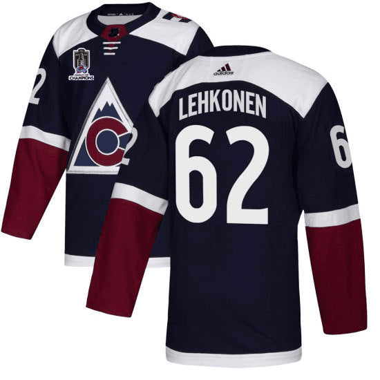 Mens Colorado Avalanche 62 Artturi Lehkonen 2022 Navy Stanley Cup Champions Patch Stitched Jersey