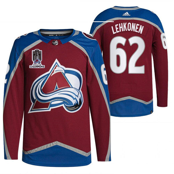 Mens Colorado Avalanche 62 Artturi Lehkonen 2022 Stanley Cup Champions Patch Stitched Jersey