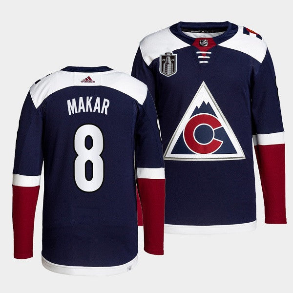 Mens Colorado Avalanche 8 Cale Makar Navy 2022 Stanley Cup Final Patch Stitched Jersey