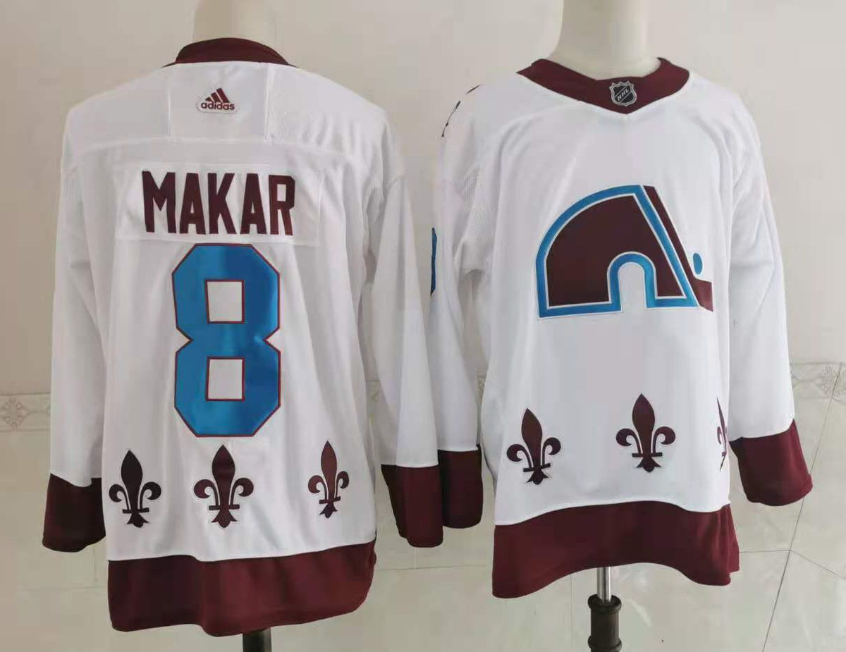 Mens Colorado Avalanche 8 Cale Makar White 2021 Retro Stitched Nhl Jersey