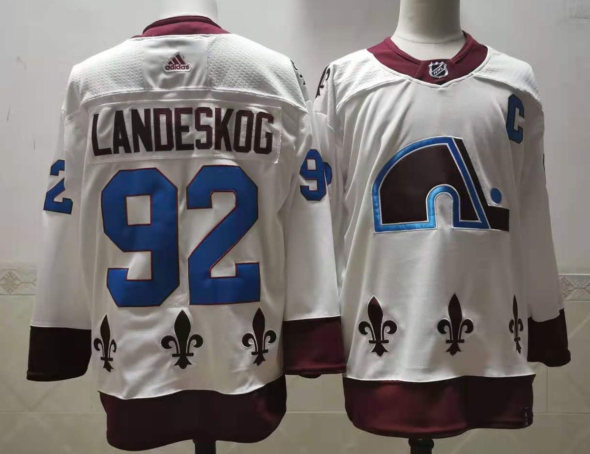 Mens Colorado Avalanche 92 Gabriel Landeskog White 2021 Retro Stitched Nhl Jersey