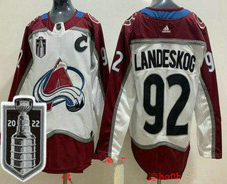 Mens Colorado Avalanche 92 Gabriel Landeskog White 2022 Stanley Cup Stitched Jersey