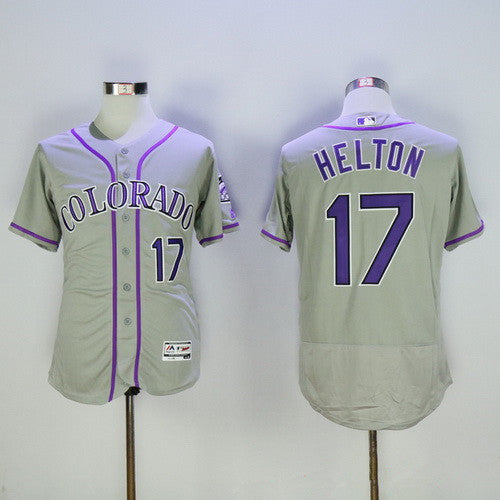 Mens Colorado Rockies 17 Todd Helton Retired Gray 2016 Flexbase Majestic Baseball Jersey