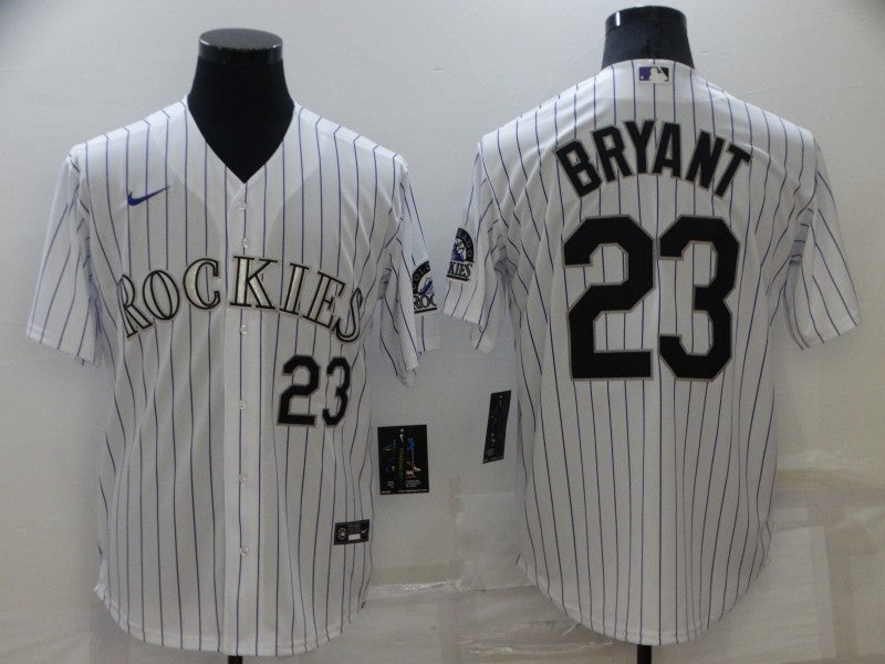 Mens Colorado Rockies 23 Kris Bryant White Stitched Mlb Cool Base Nike Jersey