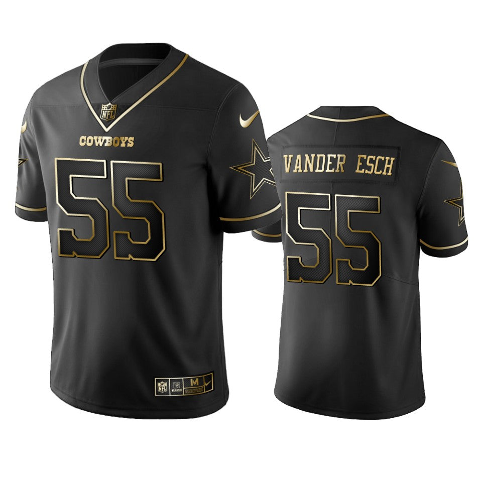 Mens Cowboys 55 Leighton Vander Esch Black Golden Edition Jersey