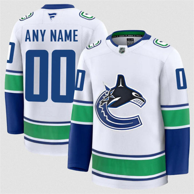 Men's Custom Vancouver Canucks Jersey Name, Number 2025 Away White
