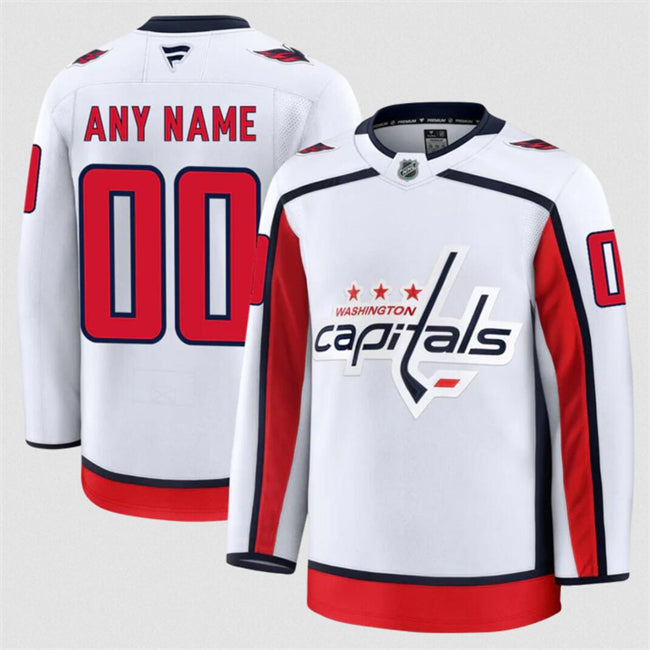 Men's Custom Washington Capitals Jersey Name, Number 2025 Away White