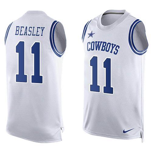 Mens Dallas Cowboys 11 Cole Beasley White Hot Pressing Player Name Number Nike Nfl Tank Top