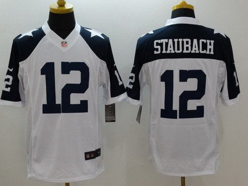 Mens Dallas Cowboys 12 Roger Staubach White Thanksgiving Retired Player Nfl Nike Limited Jersey