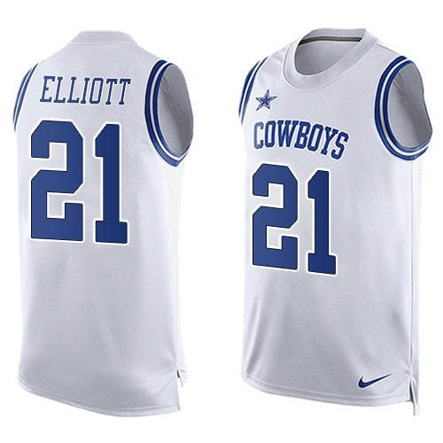 Mens Dallas Cowboys 21 Deion Sanders Nike White Printed Player Name Number Tank Top