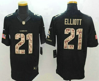 Mens Dallas Cowboys 21 Ezekiel Elliott Black Salute To Service Stitched Nfl Nike Limited Jersey