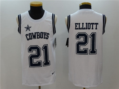 Mens Dallas Cowboys 21 Ezekiel Elliott White Color Rush 2017 Vest Stitched Nfl Nike Tank Top Jersey