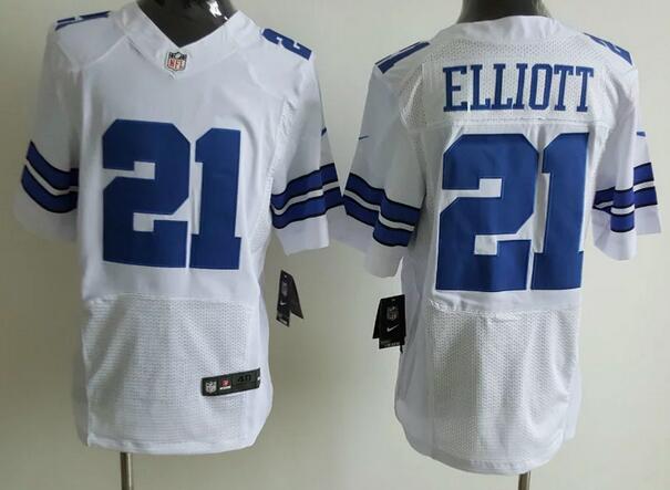 Mens Dallas Cowboys 21 Ezekiel Elliott White Road Nfl Nike Elite Jersey