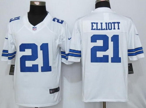 Mens Dallas Cowboys 21 Ezekiel Elliott White Road Nfl Nike Limited Jersey