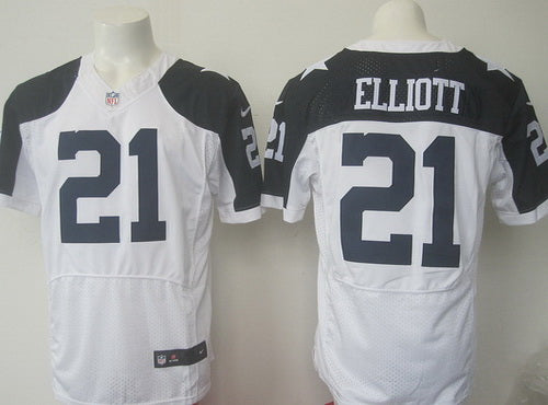 Mens Dallas Cowboys 21 Ezekiel Elliott White Thanksgiving Alternate Nfl Nike Elite Jersey