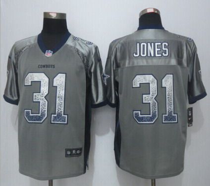 Mens Dallas Cowboys 31 Byron Jones Nike Drift Fashion Gray Elite Jersey