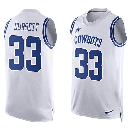 Mens Dallas Cowboys 33 Tony Dorsett White Hot Pressing Player Name Number Nike Nfl Tank Top