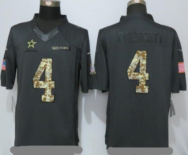 Mens Dallas Cowboys 4 Dak Prescott Black Anthracite 2016 Salute To Service Stitched Nfl Nike Limited Jersey