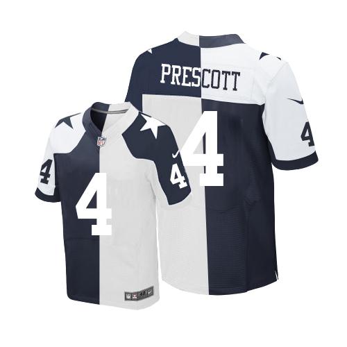 Mens Dallas Cowboys 4 Dak Prescott Navy With White Two Tone Stitched Nfl Nike Elite Jersey