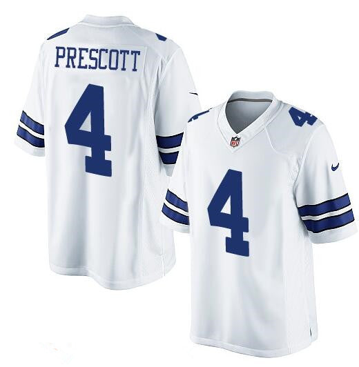 Mens Dallas Cowboys 4 Dak Prescott White Road Stitched Nfl Nike Game Jersey