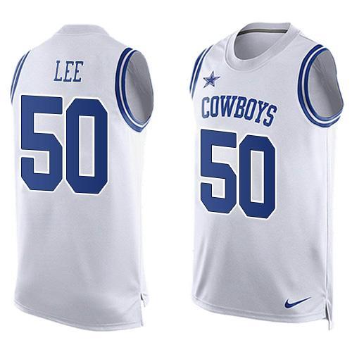 Mens Dallas Cowboys 50 Sean Lee White Hot Pressing Player Name Number Nike Nfl Tank Top